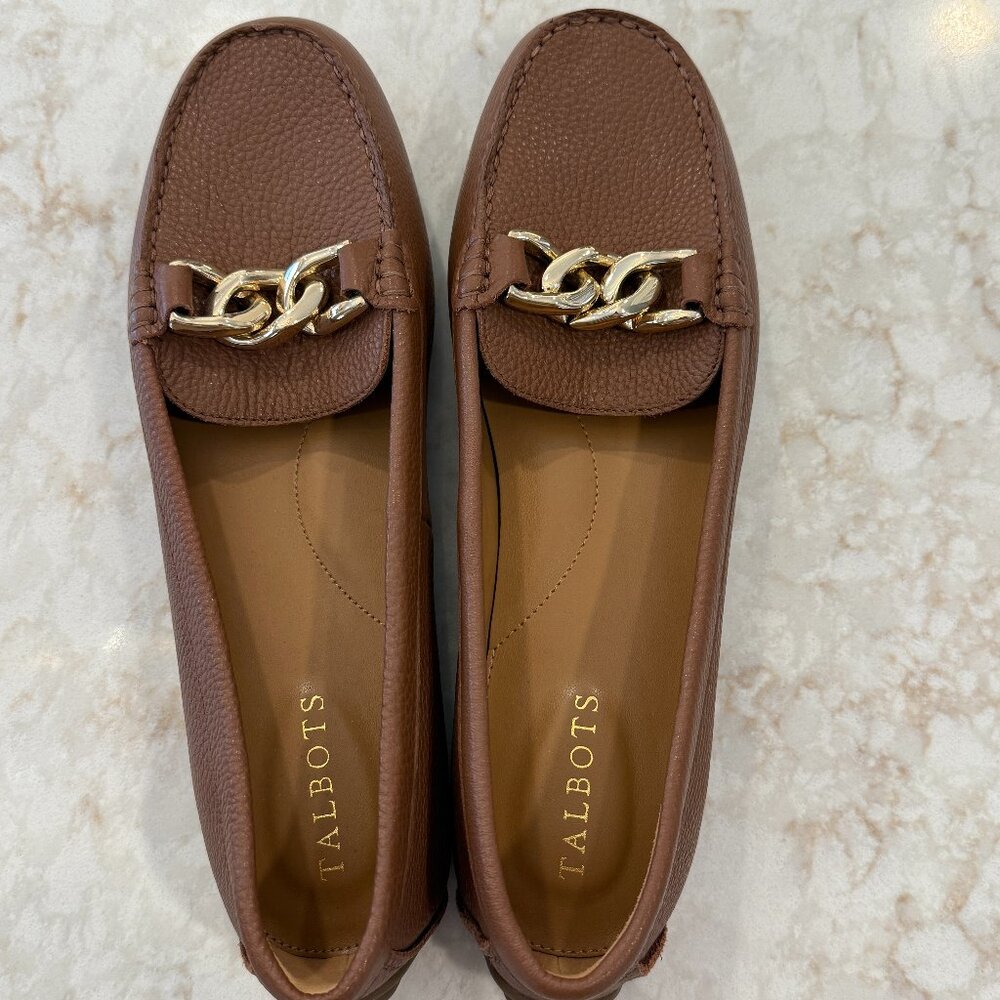 NWOB Talbots Everyson Leather Chain Driving Loafers - Brown (Size: 10) - Picture 2 of 4